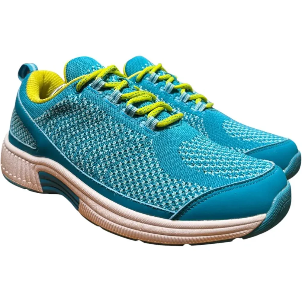 ORTHOFEET 986 Coral Women 8 Orthopedic Walking Sneakers Turquoise Orthotic *READ